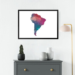 Obraz w ramie Kolorowa mapa Ameryki Południowej na białym tle