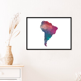 Plakat w ramie Kolorowa mapa Ameryki Południowej na białym tle