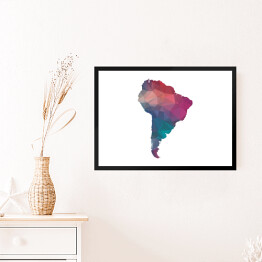 Obraz w ramie Kolorowa mapa Ameryki Południowej na białym tle