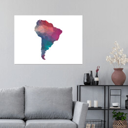 Plakat samoprzylepny Kolorowa mapa Ameryki Południowej na białym tle