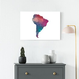 Obraz na płótnie Kolorowa mapa Ameryki Południowej na białym tle