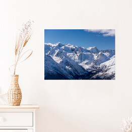 Plakat Ośnieżone szczyty Dombai, Kaukaz, Rosja