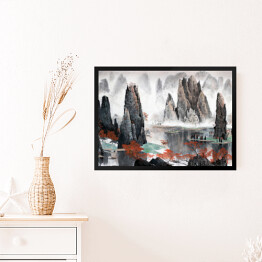 Obraz w ramie Chiński krajobraz - góry i woda