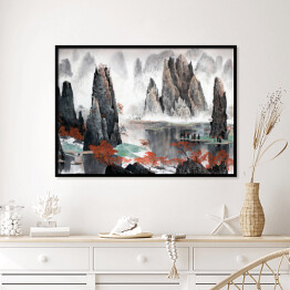 Plakat w ramie Chiński krajobraz - góry i woda