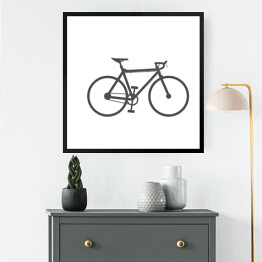 Obraz w ramie Czarny rower na białym tle