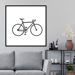 Plakat w ramie Czarny rower na białym tle