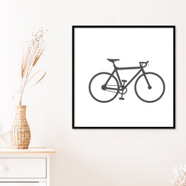 Plakat w ramie Czarny rower na białym tle