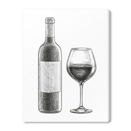 Obraz na płótnie Czerwone wino - butelka i kieliszek