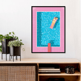 Plakat w ramie Kobieta w bikini w basenie - ilustracja