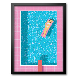 Obraz w ramie Kobieta w bikini w basenie - ilustracja