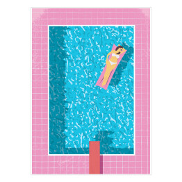 Plakat samoprzylepny Kobieta w bikini w basenie - ilustracja