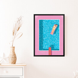 Obraz w ramie Kobieta w bikini w basenie - ilustracja