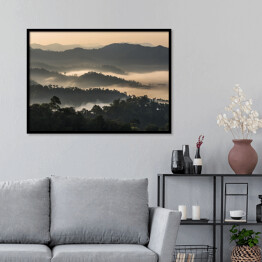 Plakat w ramie Las we mgle na górzystym terenie, Tajlandia