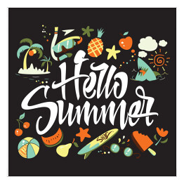 Plakat samoprzylepny "Witaj, lato" - ilustracja z letnimi motywami