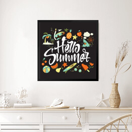 Obraz w ramie "Witaj, lato" - ilustracja z letnimi motywami