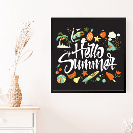 Obraz w ramie "Witaj, lato" - ilustracja z letnimi motywami