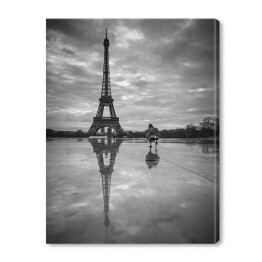 Obraz na płótnie Spacer po Paryżu. Widok na Wieżę Eiffla z Trocadero
