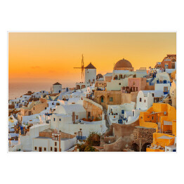 Plakat samoprzylepny Piękny zmierzch w Oia, Santorini wyspa, Grecja