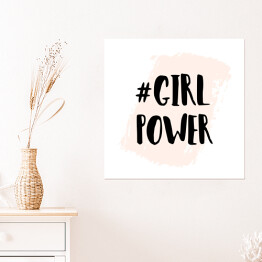 Plakat samoprzylepny "Siła dziewczyn" - typografia z czarnym napisem