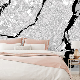 Czarno biały plan miasta Montreal w Kanadzie