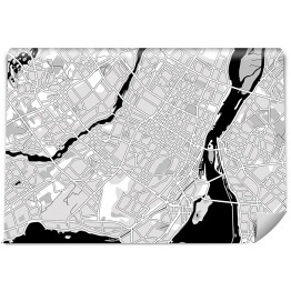 Czarno biały plan miasta Montreal w Kanadzie