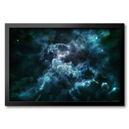 Obraz w ramie Niebieska mgławica i kosmiczny pył na gwiaździstym niebie