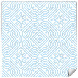 Tapeta w rolce Błękitny dekoracyjny ornament na białym tle