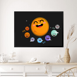 Obraz w ramie Uśmiechnięte elementy Układu Słonecznego