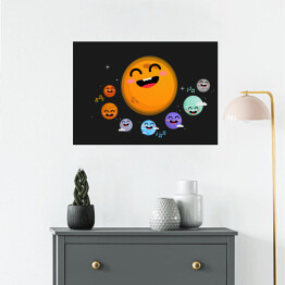 Plakat samoprzylepny Uśmiechnięte elementy Układu Słonecznego
