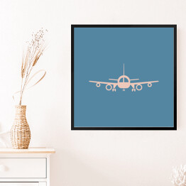 Obraz w ramie Rysunek samolotu pasażerskiego na niebieskim tle