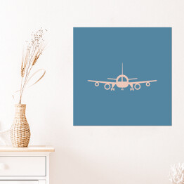 Plakat samoprzylepny Rysunek samolotu pasażerskiego na niebieskim tle