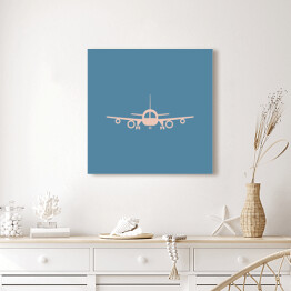 Obraz na płótnie Rysunek samolotu pasażerskiego na niebieskim tle