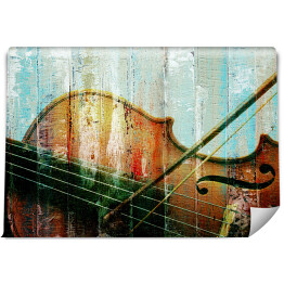 Fototapeta Namalowane skrzypce na deskach