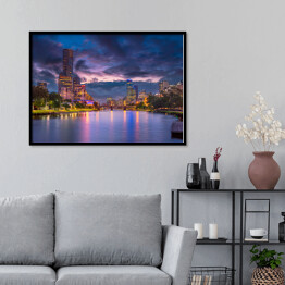 Plakat w ramie Panoramiczny wizerunek Melbourne, Australia podczas zmierzchu latem