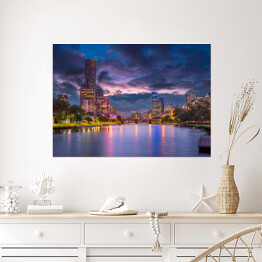 Plakat Panoramiczny wizerunek Melbourne, Australia podczas zmierzchu latem