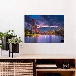 Plakat Panoramiczny wizerunek Melbourne, Australia podczas zmierzchu latem
