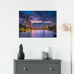 Plakat samoprzylepny Panoramiczny wizerunek Melbourne, Australia podczas zmierzchu latem