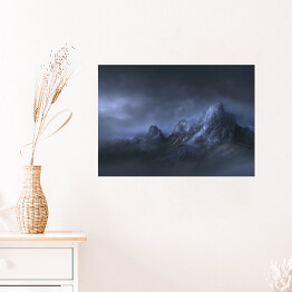 Plakat samoprzylepny Przełęcz wysoka w mglistą pogodę