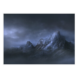 Plakat samoprzylepny Przełęcz wysoka w mglistą pogodę