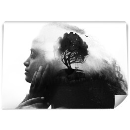 Fotografia połączona z malarstwem - kobieta i drzewo