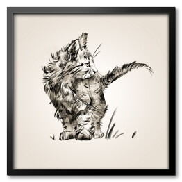 Obraz w ramie Szkic - mały słodki kotek