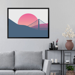 Obraz w ramie San Francisco - zachód słońca - ilustracja