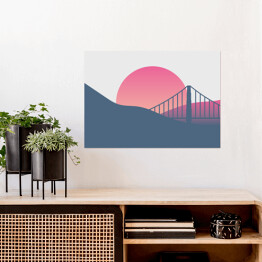Plakat samoprzylepny San Francisco - zachód słońca - ilustracja