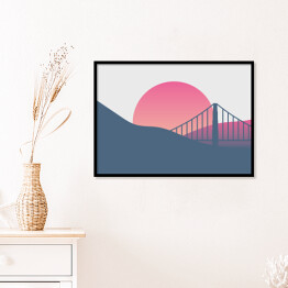 Plakat w ramie San Francisco - zachód słońca - ilustracja