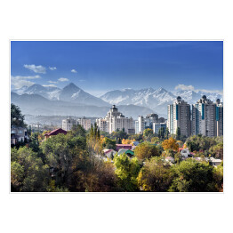 Plakat Kazachstan z górami w tle