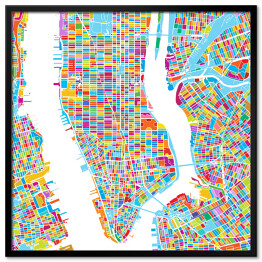 Nowy Jork, USA, kolorowa mapa na białym tle