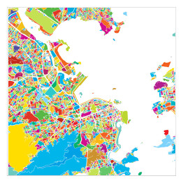 Plakat samoprzylepny Rio de Janeiro, Brazylia, kolorowa mapa na białym tle