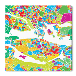 Sztokholm, Szwecja, kolorowa mapa na białym tle