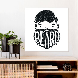 Plakat samoprzylepny Głowa mężczyzny z napisem "broda"