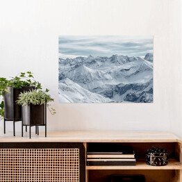 Plakat samoprzylepny Duży panoramiczny widok Góry Nebelhorn, Alpy Bawarskie, Oberstdorf, Niemcy